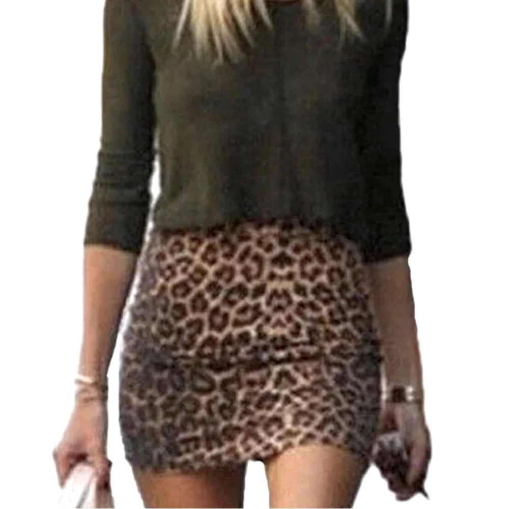 Hudson Gray Animal Print Faux Suede Stretch Mini Skirt Size Large‎